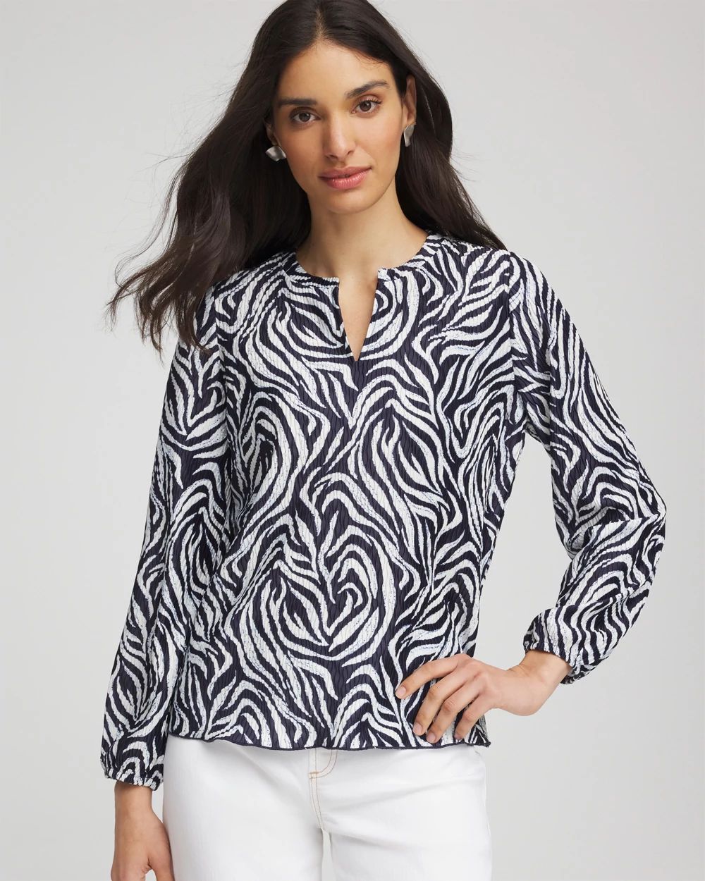 GREED☆ CREPE WAVE Long Sleeve Blouse Port Authority Women's Textured Crepe Blouse | Product | Port